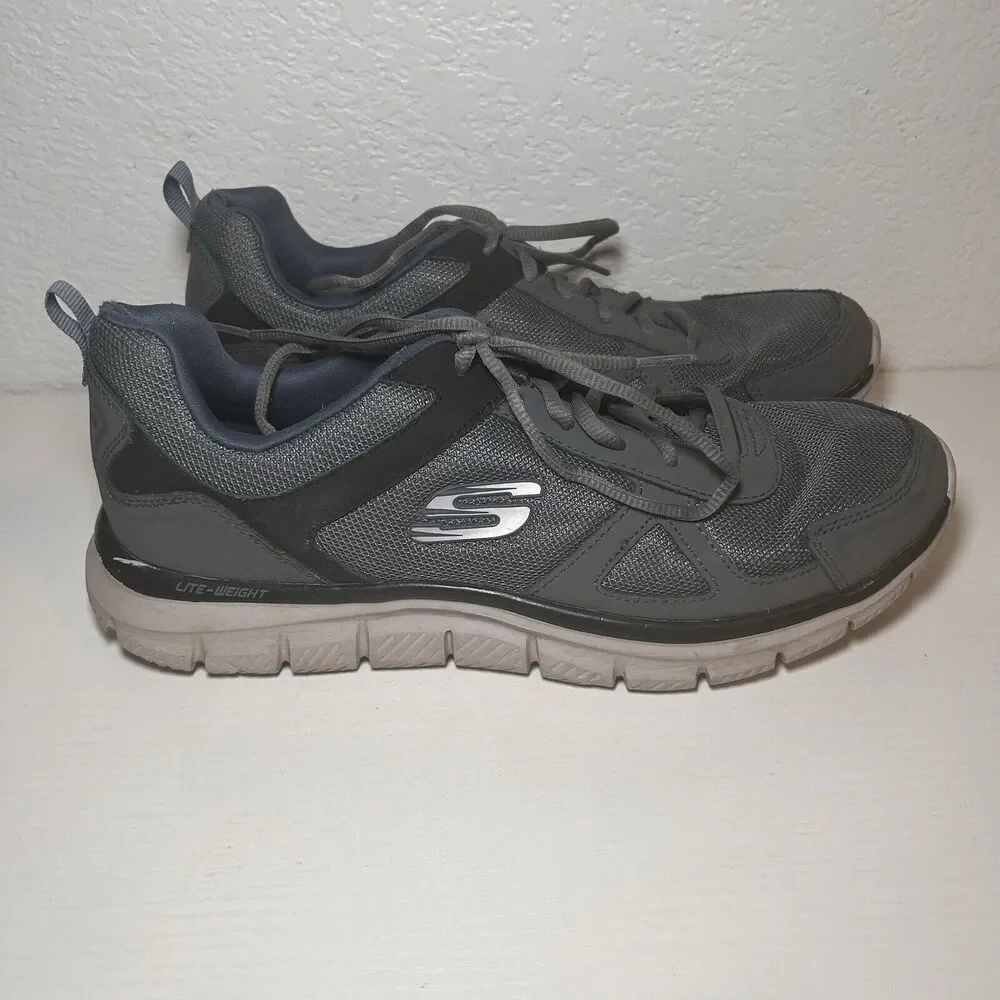 Skechers Mens Track Scloric 52631 Gray Blue Running Shoes Sneakers Size 11